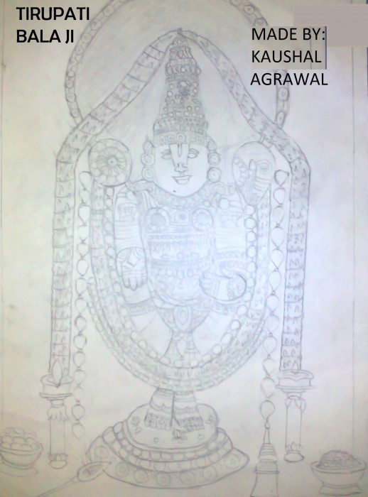Pencil Sketch Of Tirupati Bala Ji