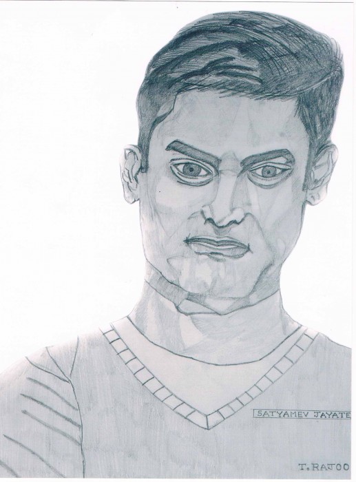 Pencil Sketch Of Actor Aamir Khan - DesiPainters.com