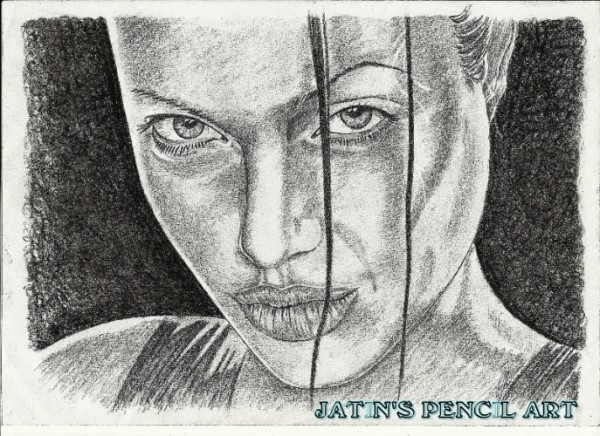 Sketch Of Actress Angelina Jolie - DesiPainters.com