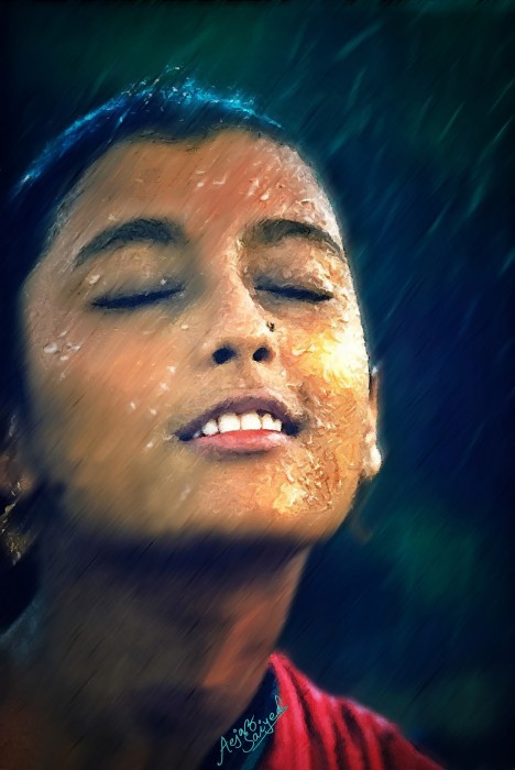 Digital Painting Of Rain Portrait - DesiPainters.com