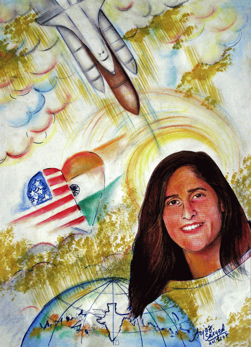 Painting Of Astronomer Sunita Williums - DesiPainters.com