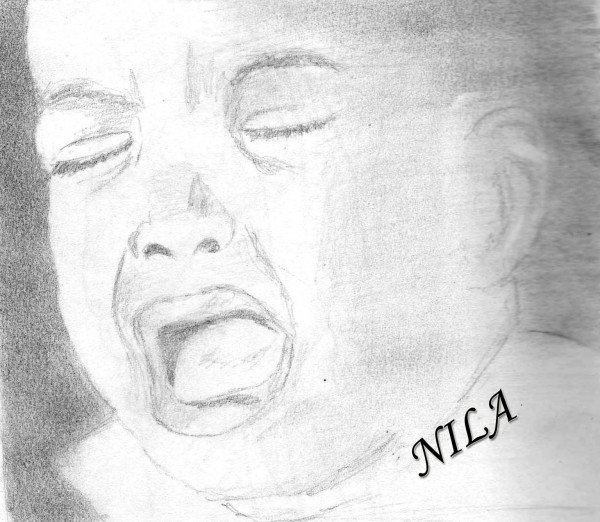 Pencil Sketch Of A Crying Baby