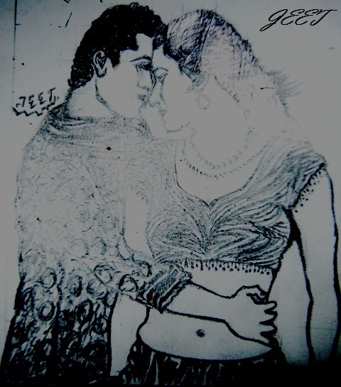 Sketch Of A Romantic Couple - DesiPainters.com