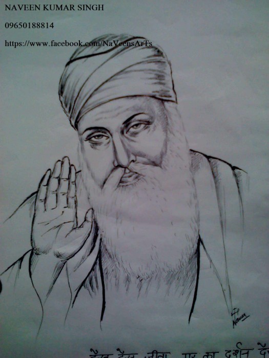 Pencil Sketch Of Shri Guru Nanak Dev Ji - DesiPainters.com