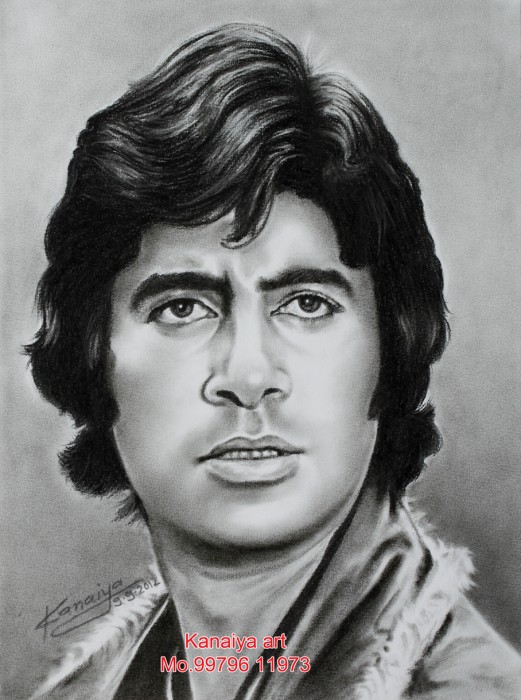 Pencil Sketch Of Actor Amitabh Bachchan - DesiPainters.com