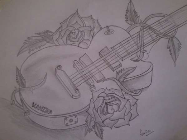 Pencil Sketch Of A Guitar