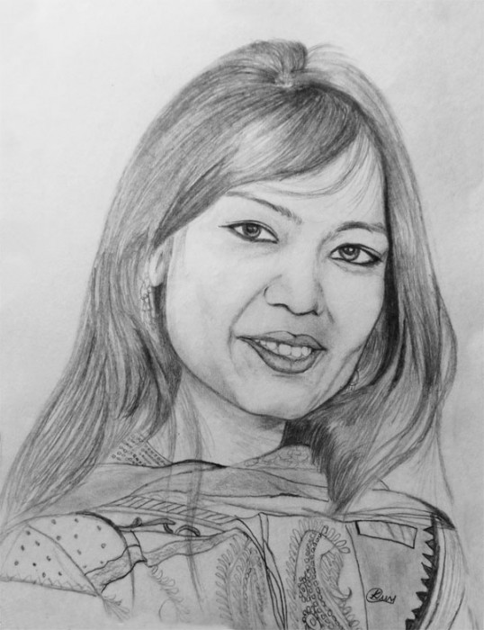 Pencil Sketch Of A Girl - DesiPainters.com