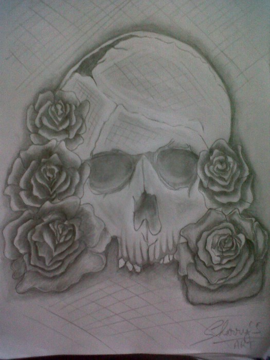 Pencil Sketch Of A Skull - DesiPainters.com