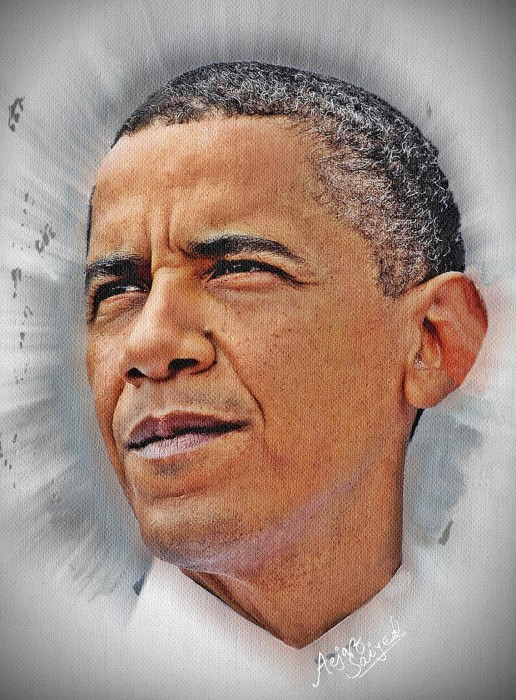 Digital Painting Of Barak Obama