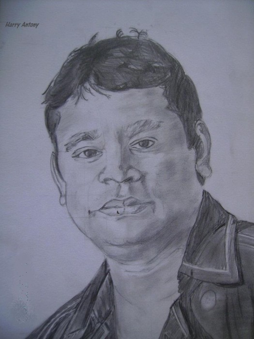Pencil Sketch Of A R Rahman - DesiPainters.com