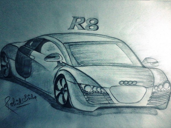 Carcoal Sketch Of Audi Car