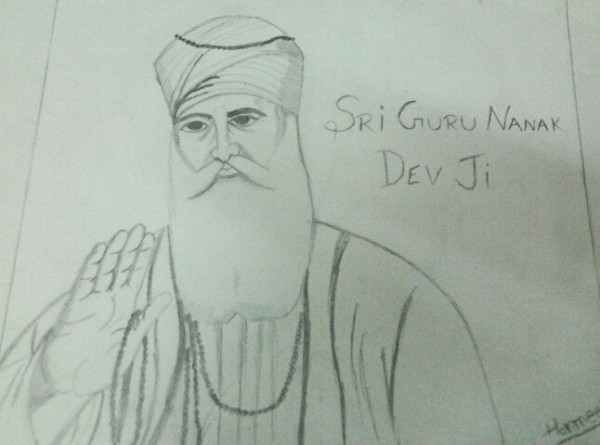 Pencil Sketch Of Shri Guru Nanak Dev Ji - DesiPainters.com