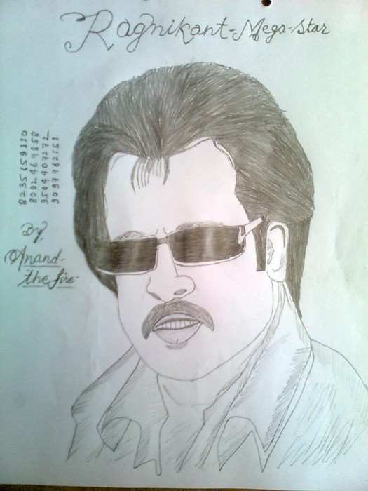 Pencil Sketch Of Actor Rajnikant - DesiPainters.com