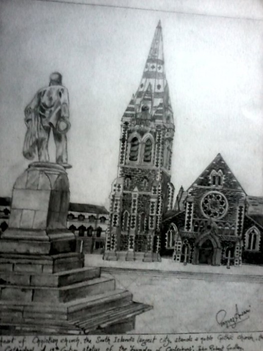 Sketch Of A Church Of New Zealand - DesiPainters.com