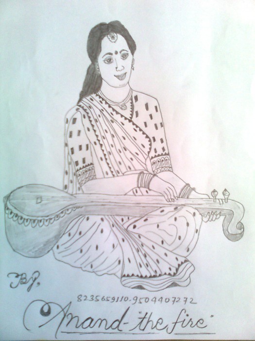 Pencil Sketch Of Meera Ji - DesiPainters.com