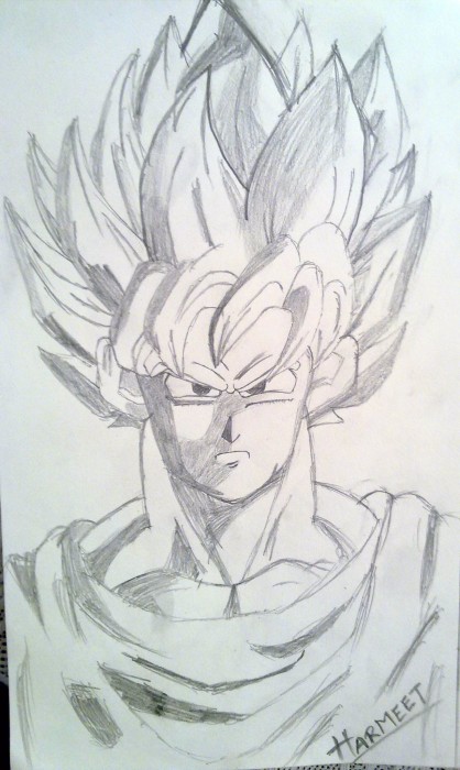 Pencil Sketch Of Cartoon Character “GOKU” - DesiPainters.com