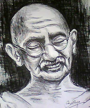 Charcoal Sketch Of Mahatma Gandhi - DesiPainters.com