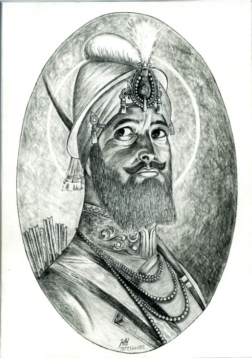 Sketch Of Shri Guru Gobind Singh Ji - DesiPainters.com