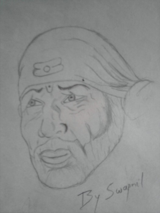 Pencil Sketch Of Sai Baba - DesiPainters.com