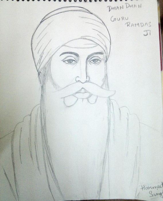 Pencil Sketch Of Guru Ramdas Ji - DesiPainters.com