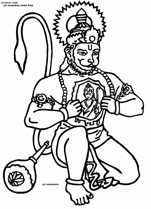 Sketch Of Shri Hanuman Ji - DesiPainters.com