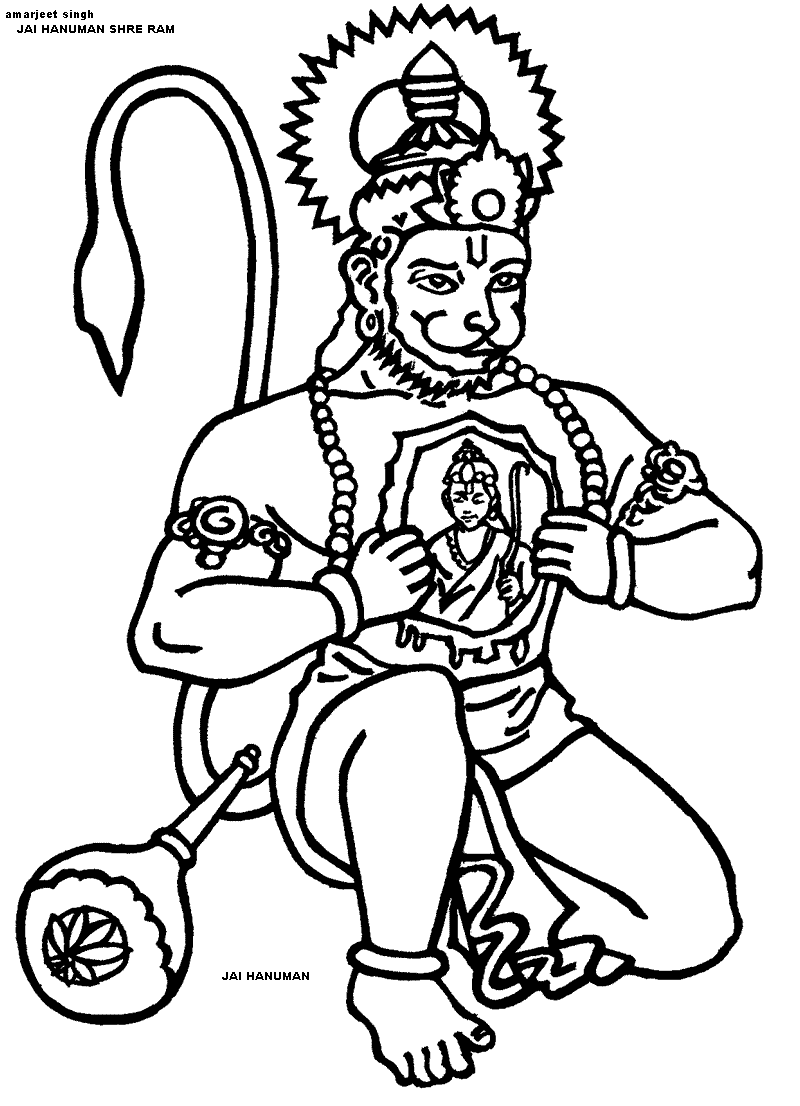 Painting Of Lord Hanuman Ji Pencil Sketch In - GranNino-iangel.vn