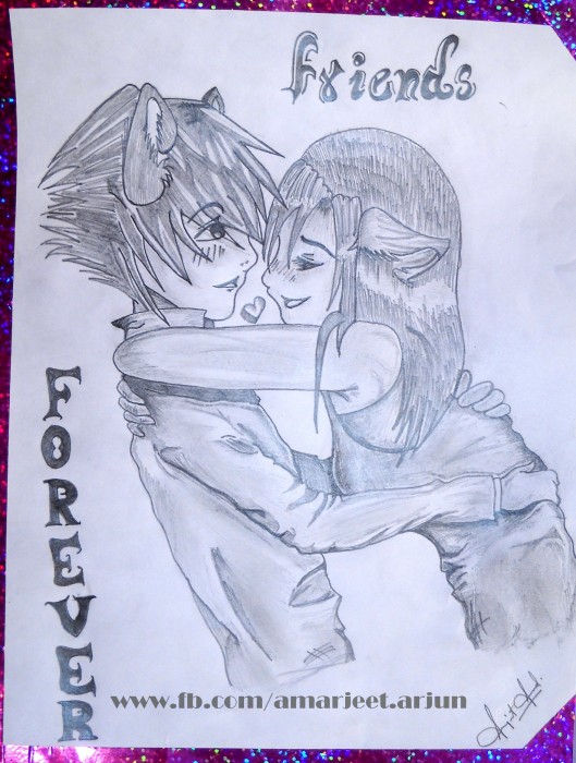 Pencil Sketch Of A Boy And Girl
