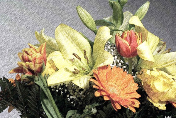 Digital Sketch Of A Flower Bouquet