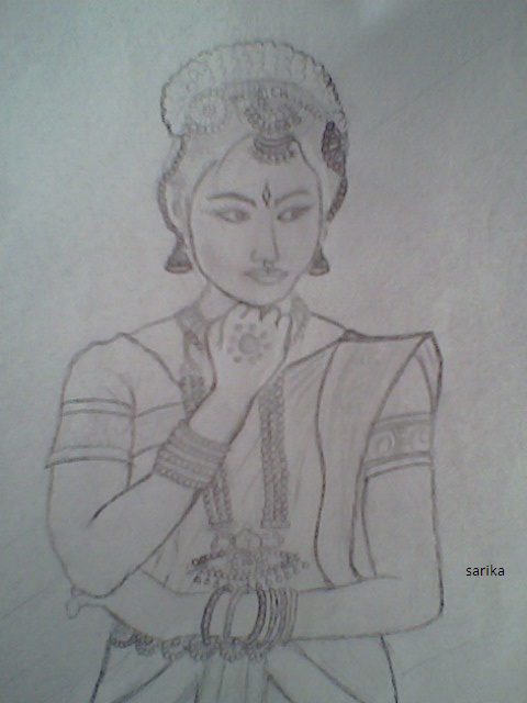 Pencil Sketch Of A Classical Dancer