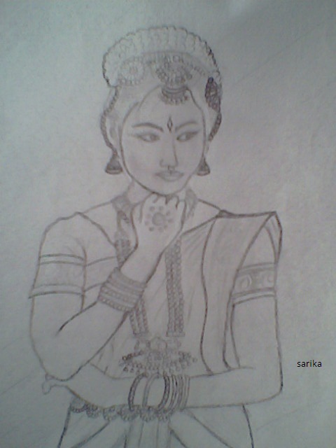 Pencil Sketch Of A Classical Dancer - DesiPainters.com