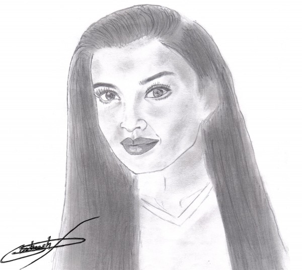 Pencil Sketch Of Actress Aishwarya Rai - DesiPainters.com