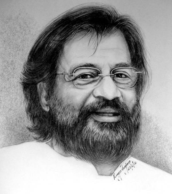 Pencil Sketch Of K J Yesudas - DesiPainters.com