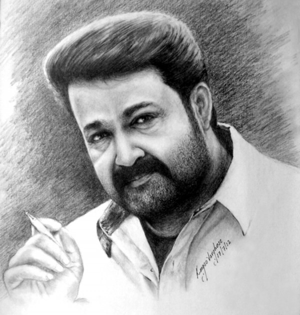 Sketch Of Actor Mohanlal By KV - DesiPainters.com