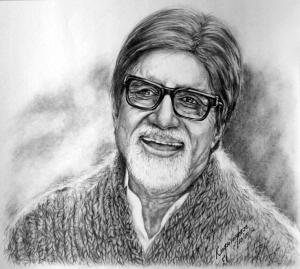Pencil Sketch Of Amitabh Bachchan - DesiPainters.com