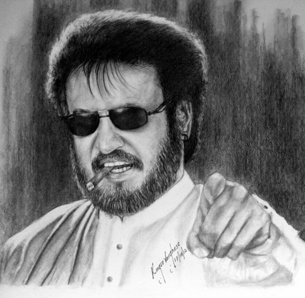 Pencil Sketch Of Actor Rajnikanth - DesiPainters.com