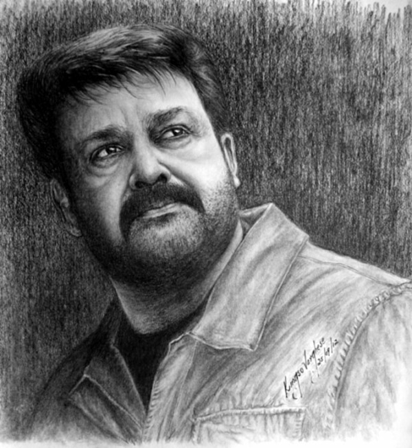 Pencil Sketch Of Malayalam Actor Mohanlal