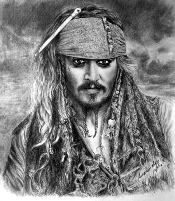 Pencil Sketch Of Johny Depp