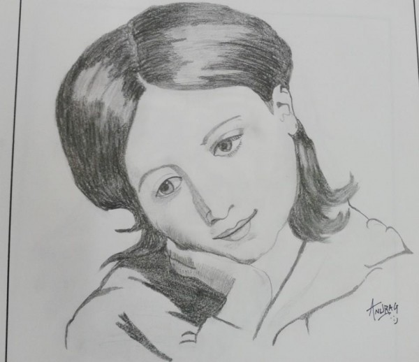 Pencil Sketch Of An Quiet Girl