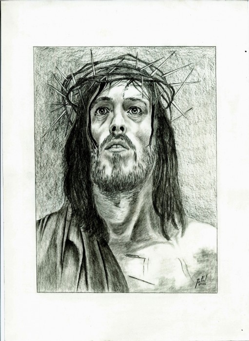Sketch Of Jesus With Barbed Head - DesiPainters.com