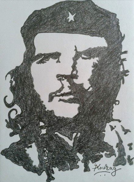 Charcoal Sketch Of Che Guevara - DesiPainters.com