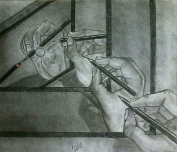 Sketch Of Hands By Harshit Bhachech - DesiPainters.com