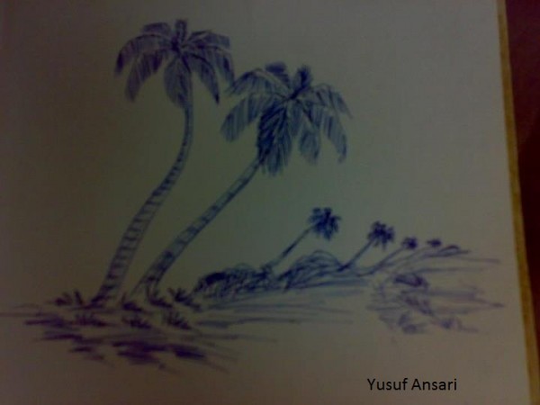 Beach Sketch By Yusaf
