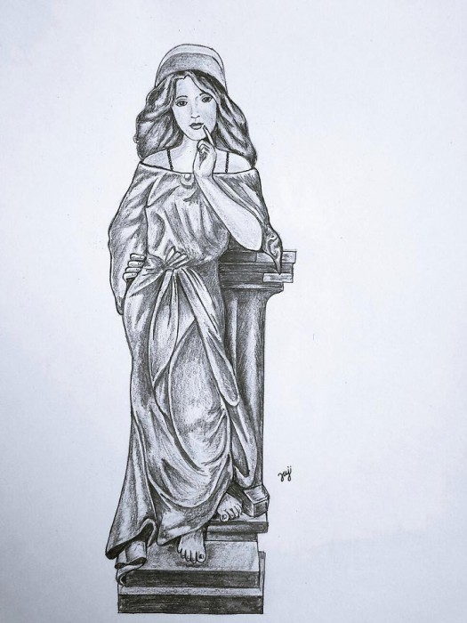 Pencil Sketch Of A Statue - DesiPainters.com