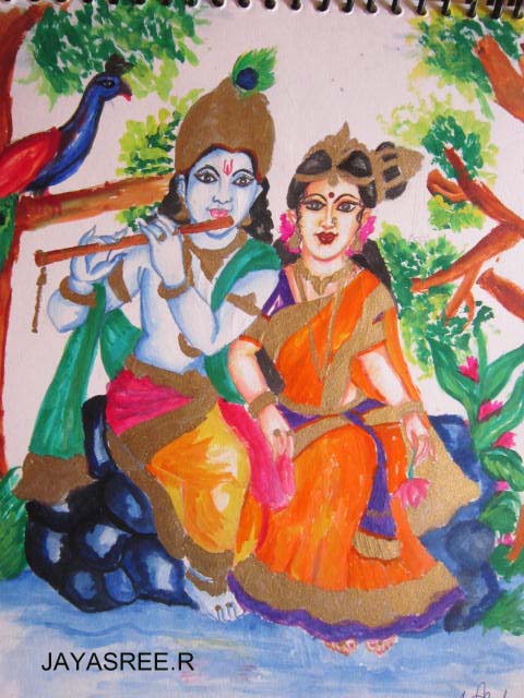 Painting Of God Krishan And Radha - DesiPainters.com