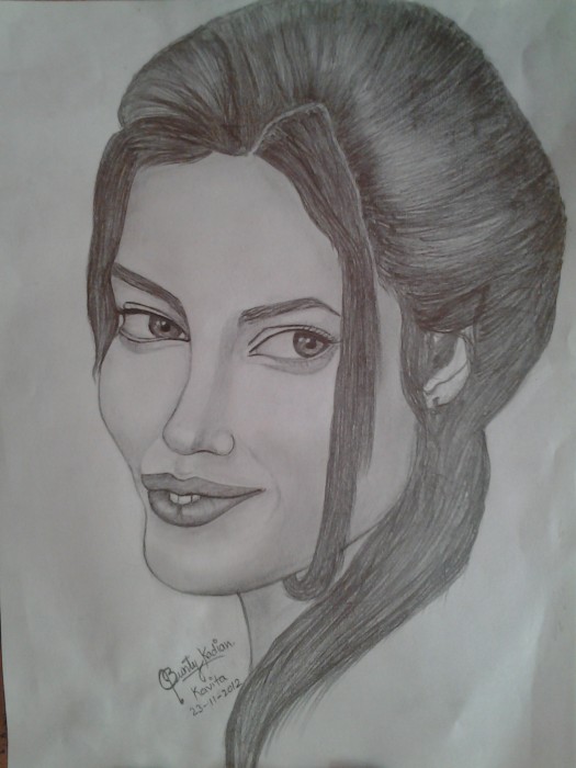 Pencil Sketch Of A Girl - DesiPainters.com