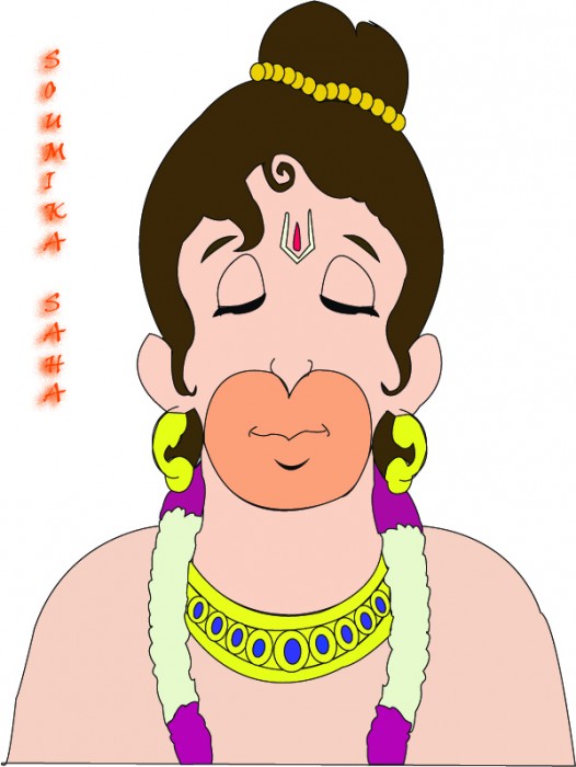 Digital Painting Of Hanuman Ji - DesiPainters.com