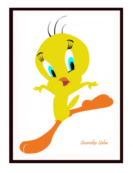 Digital Painting Of Cartoon Tweety