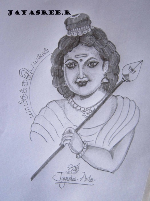 Pencil Sketch Of God Murugan - DesiPainters.com