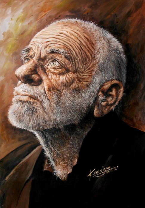 Oil Painting Of An Old Man - DesiPainters.com