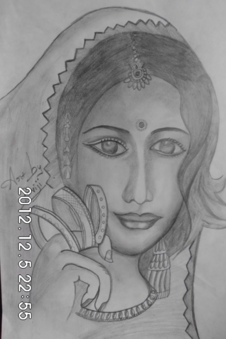 Pencil Sketch of A Beautiful Girl - DesiPainters.com